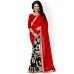 Heena Red & White Georgette Floral Print Saree