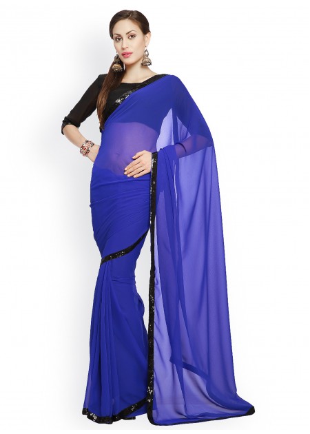 Designersareez Blue Georgette Partywear Saree