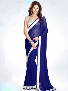Mirchi Fashion Navy Georgette Fashion Saree