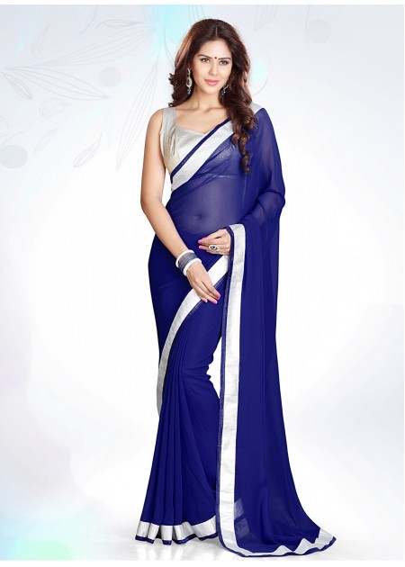 Mirchi Fashion Navy Georgette Fashion Saree