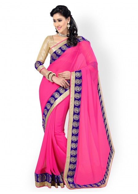 Saree Swarg Pink Faux Chiffon Fashion Saree