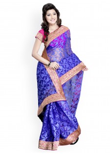 Silk Bazar Blue Net Fashion Saree