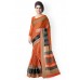 Suvastram Orange Bhagalpuri Art Silk Paisley Print Saree
