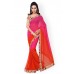 Pink and Orange Faux Georgette Saree