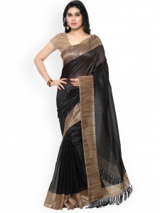 Rajnandini Black Tussar Silk Traditional Saree